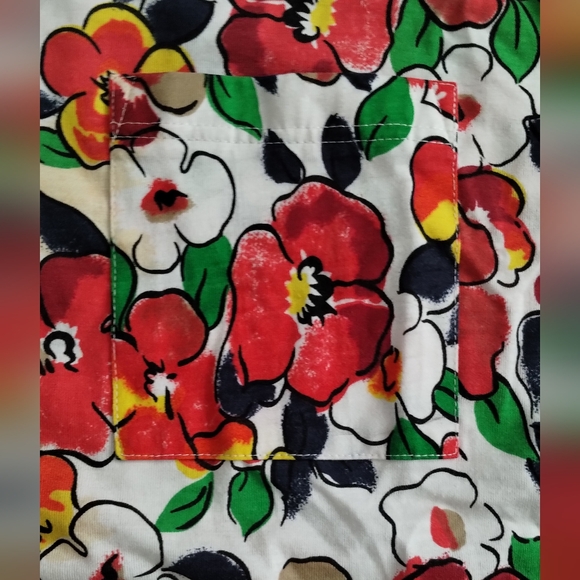 Lauren Brooke Crew Neck floral Hawaiian shoulderpads button shoulders blouse - Picture 9 of 16